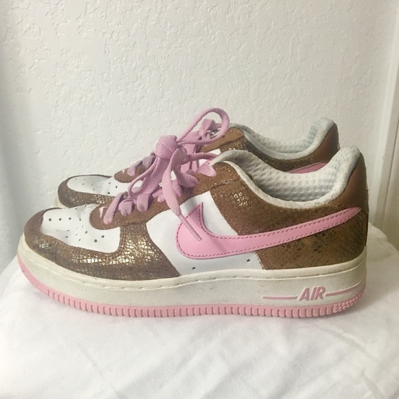 white and rose gold air force ones